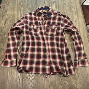 ReadHead Button Down Shirt Plaid Flannel Long Sleeve Collared Red Black Size L